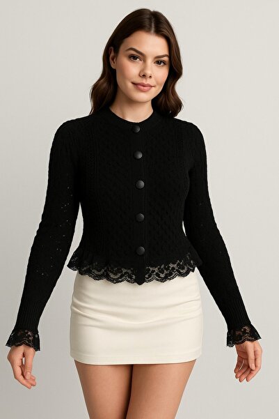 HAKKE Dantel Detay Kaplama Düğmeli HIRKA