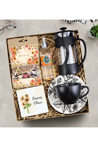 Trendmiya Bitki Çayı & French Press & Siyah Çay Fincanı & Kolonya Geçmiş Olsu...