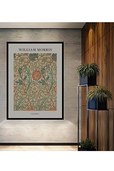 Teona Ahşap Tablou decorativ din lemn dreptunghiular cu aspect de cadru cu model de flori William Morris