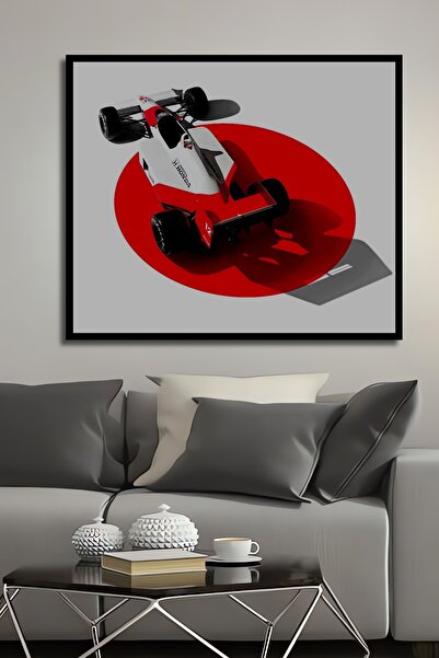 Teona Ahşap Tablă decorativă din lemn, dreptunghiulară, mașină de curse, aspect cu cadru roșu umbrit