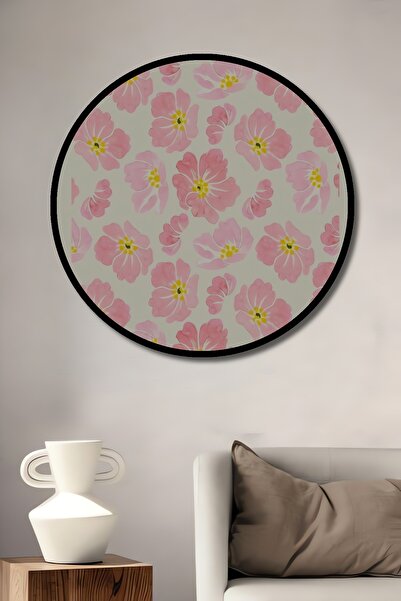 Teona Ahşap Tablou decorativ cu cadru rotund din lemn, aspectul piaței floral...