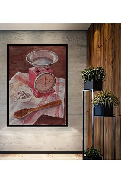 Teona Ahşap Cântar decorativ din lemn dreptunghiular cu cântare de echilibru și aparținere la categoria de aparate de măsurare, cu aspect de cadru