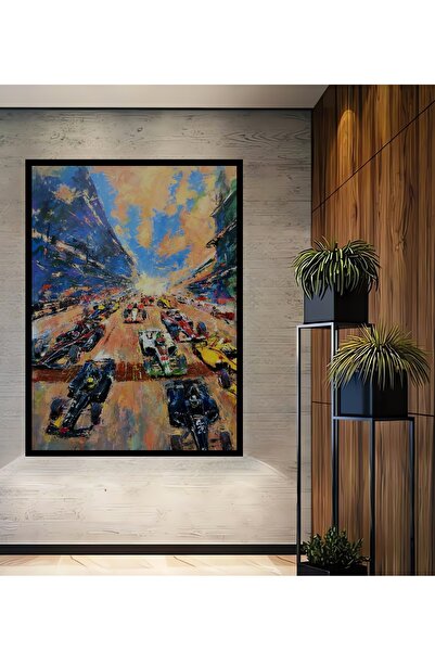 Teona Ahşap Tablă decorativă din lemn dreptunghiulară cu aspect de cadru de curse de mașini pe pistă de curse