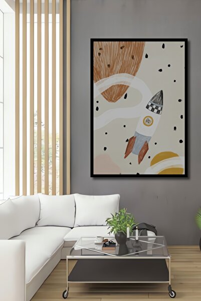 Teona Ahşap Tablou decorativ din lemn dreptunghiular cu aspect de rachetă spațială de aventură