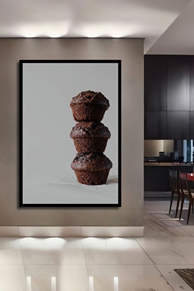 Teona Ahşap Tablă decorativă din lemn, dreptunghiulară, cu aspect de cadru de turn de muffin de ciocolată