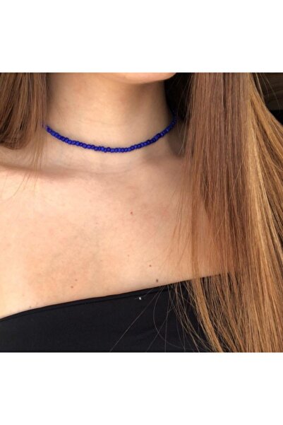 by Natalie Lacivert boncuk choker kadın kolye ( tasma ) minimalist aksesuar t...