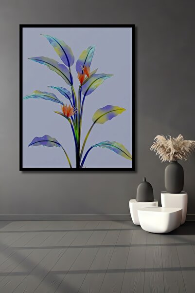 Teona Ahşap Tablou decorativ din lemn dreptunghiular cu flori colorate, aspect de rama