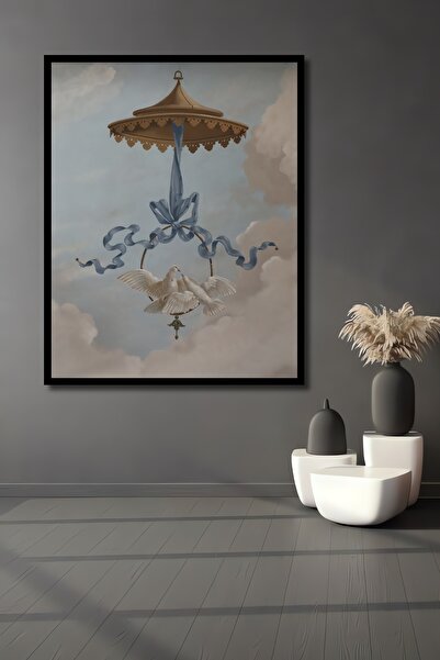 Teona Ahşap Tablou decorativ din lemn dreptunghiular, pace între nori, aspect cadru