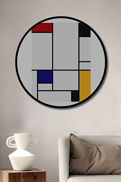 Teona Ahşap Tablou decorativ cu aspect de cadru rotund din lemn, artă cu geom...