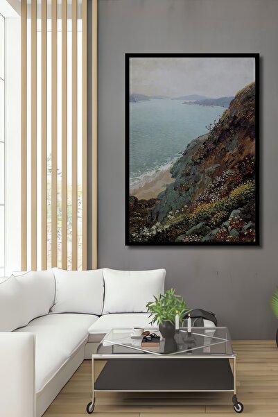 Teona Ahşap Tablou decorativ din lemn dreptunghiular, peisaj natural pe malul mării, aspect cadru