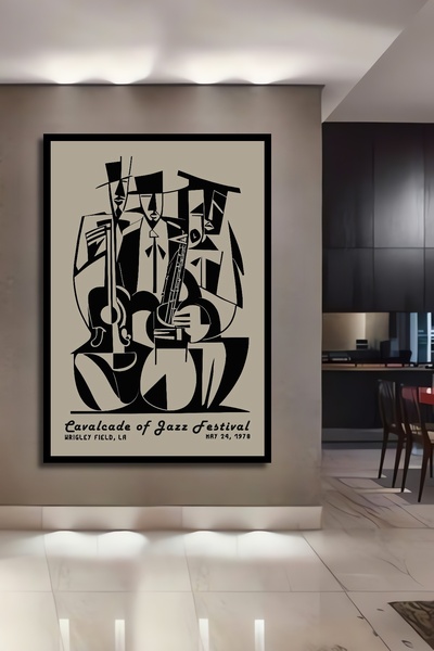 Teona Ahşap Tablou decorativ din lemn dreptunghiular Cavalcade Of Jazz Festival Aspect cadru