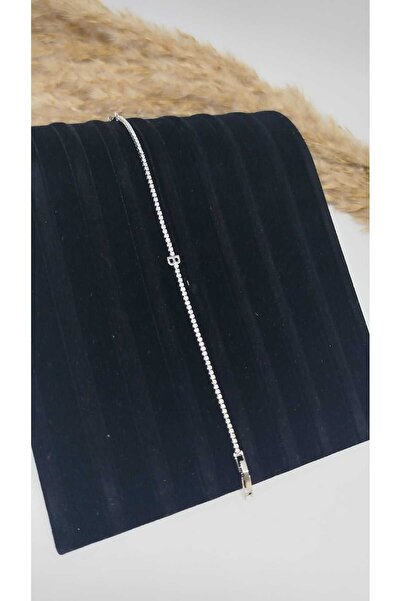 livaz accessories Çelik Kadın B Harf Zİrkon Taşlı Bileklik