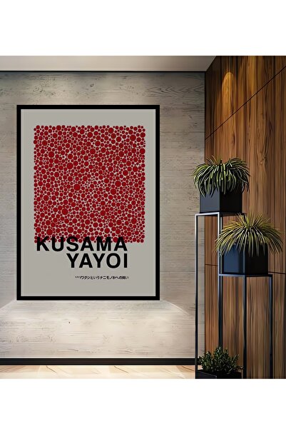 Teona Ahşap Tablou decorativ din lemn dreptunghiular Kusama Yayoi cu puncte polka cu aspect de cadru