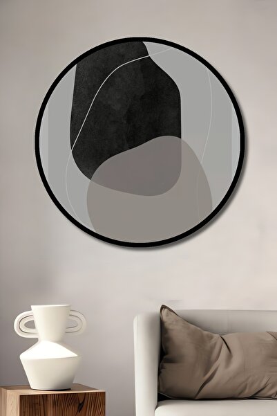 Teona Ahşap Tablou decorativ cu aspect de cadru rotund din lemn, artă abstrac...