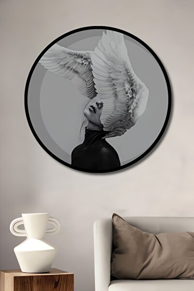 Teona Ahşap Tabloul decorativ cu cadru rotund din lemn arată Ascensiunea ochi...