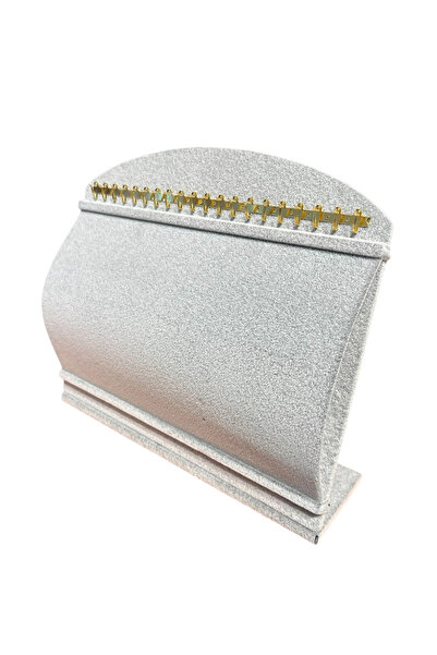 MeGass Dekor Curved Suede Fabric Gray Color 20/24 cm Footed Hooked Bracelet Display Stand