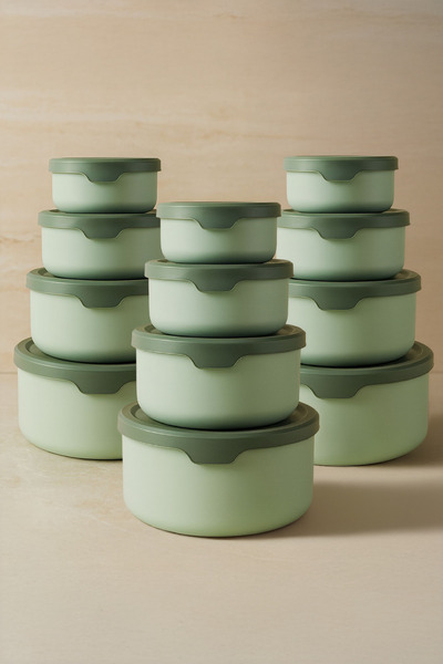 Kitchen Life Set of 12 Round Storage Containers (0.45ml -0.8Ml-1.5L-2.5L) Microwave and Freezer Compatible