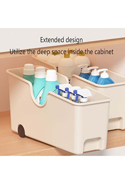 Yelajoy منظم وخزانة المطبخ، حامل صندوق زجاجات التوابل البلاستيكية مع عجلات، ل...