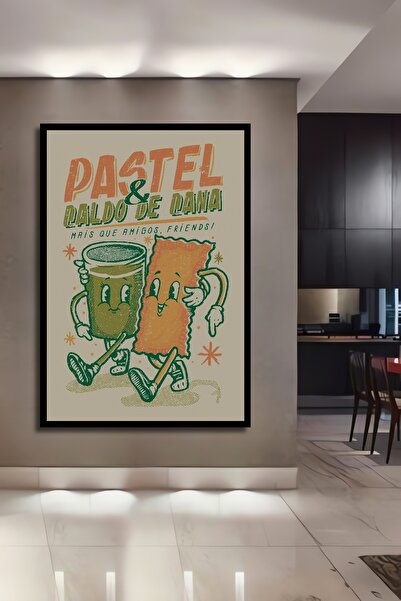 Teona Ahşap Tablou decorativ din lemn dreptunghiular cu aspect de rama pastel și raldo de cana