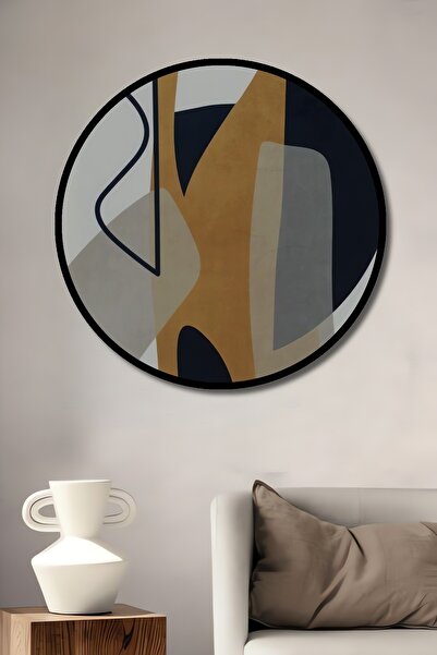 Teona Ahşap Tablou decorativ cu cadru rotund din lemn Aspect forme abstracte ...