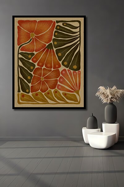 Teona Ahşap Tablou decorativ din lemn dreptunghiular cu modele de flori cu as...