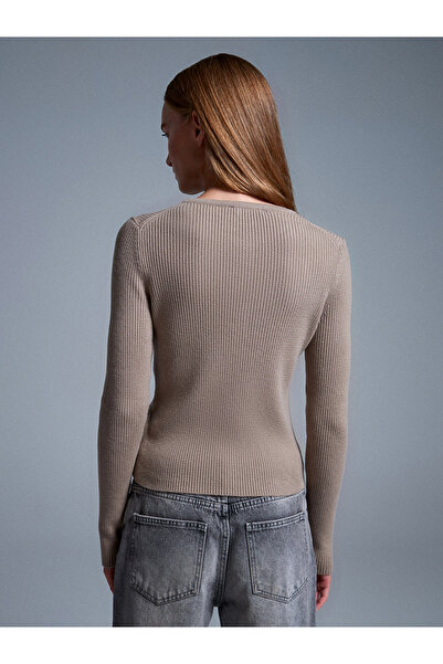 Dilvin 10819 Wool Blend Fine Knitwear - Mink M.