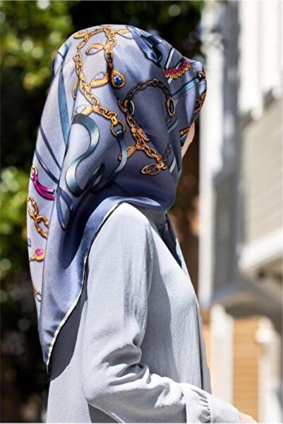 Vissona Eșarfă de mătase Tivil 17558 - 10 - 0031 Model cu lanț indigo