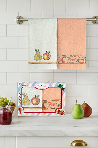 Coton Delux 2-Piece Kitchen Towel - Fruit Pattern - 40X60 - 100% Cotton - Boxed