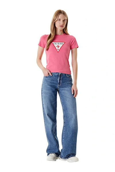 Guess Jeans Women Pink Slim Fit T-Shirt W4Yi04J1314-A619