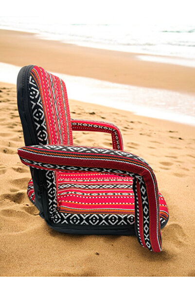 VELMORE Paradiso Floor Lounge Chair - Sand Proof Polyester Beach & Camping Chair - RED