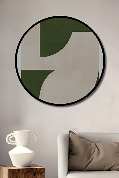 Teona Ahşap Tablou decorativ cu aspect de cadru rotund din lemn, artă abstrac...