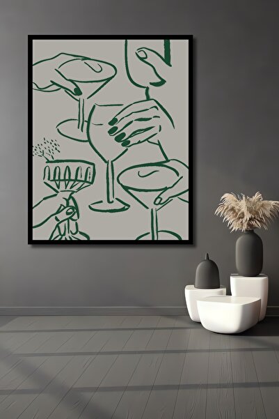 Teona Ahşap Tablou decorativ din lemn dreptunghiular cu aspect rafinat de cadru de întâlnire a paharilor