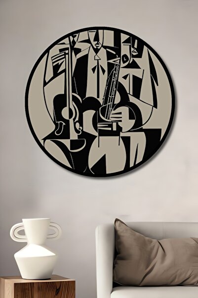 Teona Ahşap Διακοσμητικό ξύλινο στρογγυλό πλαίσιο με εικόνα του Φεστιβάλ του Τζαζ Cavalcade Of Jazz