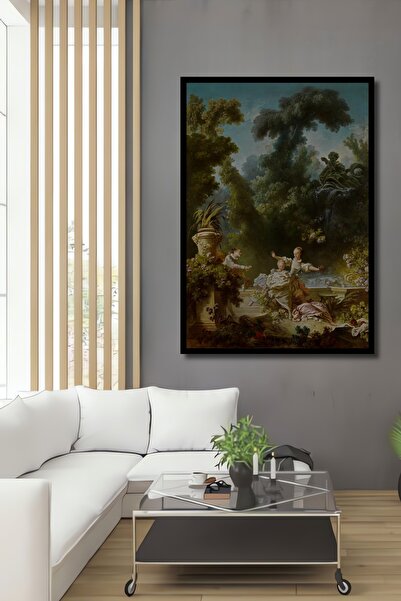 Teona Ahşap Decorative Wooden Rectangular Painting Children Playing in the Garden Frame Look