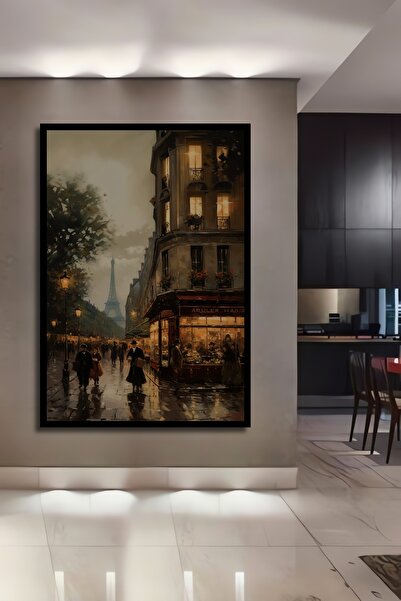 Teona Ahşap Tablou decorativ din lemn dreptunghiular Străzile Parisului Aspect cadru de epocă