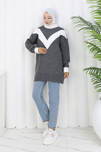 benguen Patterned Knitwear Tunic S3017 Anthracite