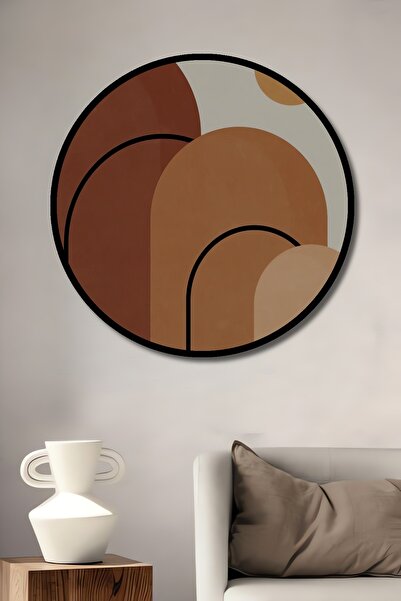 Teona Ahşap Tablou decorativ cu aspect de cadru rotund din lemn, artă abstractă, încântări de culori