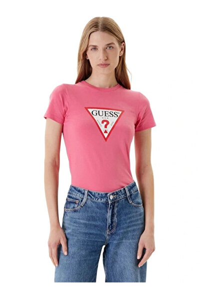 Guess Jeans Women Pink Slim Fit T-Shirt W4Yi04J1314-A619