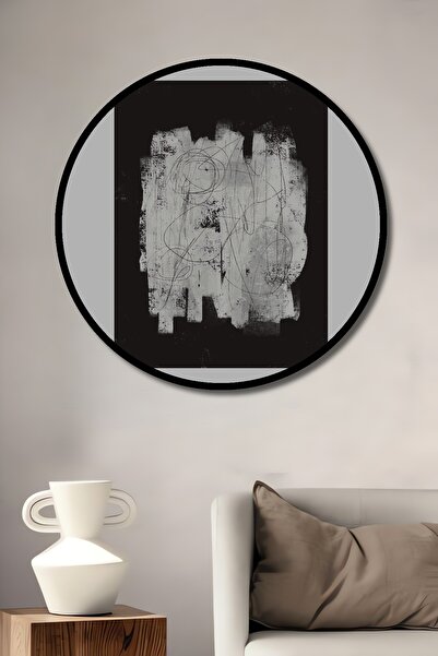 Teona Ahşap Tablou decorativ cu aspect de cadru rotund din lemn, artă abstractă, începător