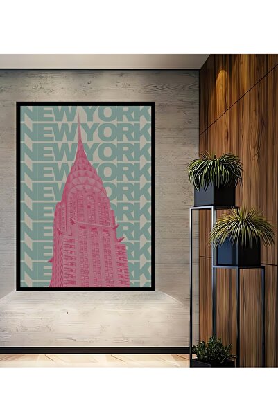 Teona Ahşap Tablou decorativ din lemn dreptunghiular New York Chrysler Buildi...