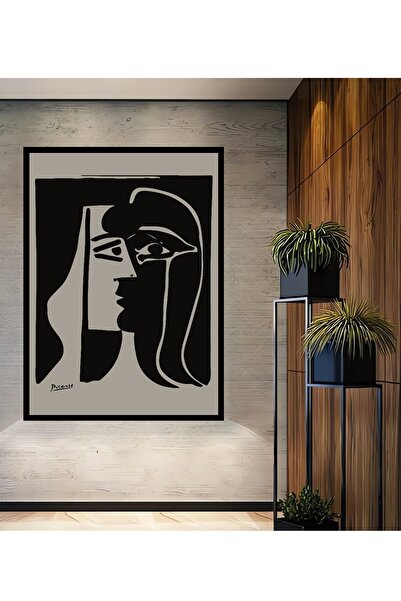 Teona Ahşap Tablou decorativ din lemn dreptunghiular Picasso cu fețe abstracte cu aspect de cadru