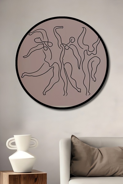 Teona Ahşap Tablou decorativ din lemn cu aspect rotund, cu figuri care dansează Picasso