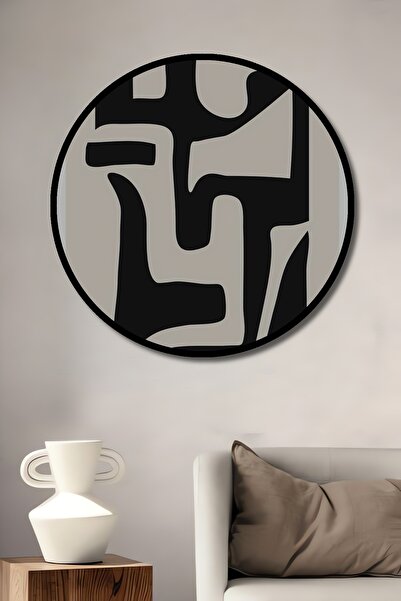 Teona Ahşap Tablou decorativ cu aspect de cadru rotund din lemn, artă abstrac...