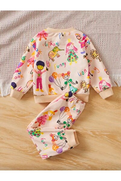 OEM Girls' tracksuit with drawings, 12-18 months, 86 cm