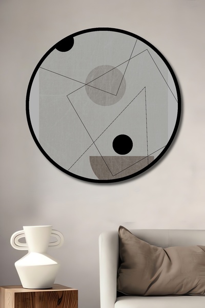 Teona Ahşap Tablou decorativ cu aspect de cadru rotund din lemn, compoziție g...