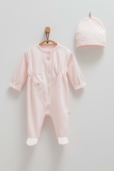 Caramell Cute Rabbit Bereli̇ Çi̇çek Naki̇ri̇d Tulum Pembe