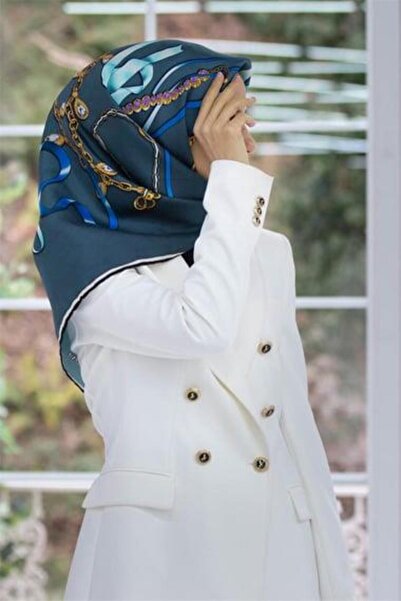 Vissona Μεταξωτό μαντήλι Tivil 17558 - 15 - 0040 Μοτίβο με αλυσίδα μπλε βενζίνης