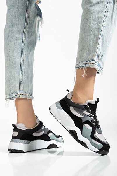 Budi Sp-172-2 Black Gray Lace-Up Women's Sports Shoes