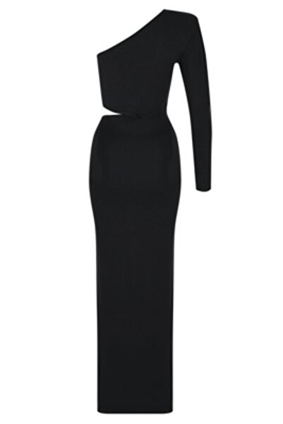 La Sarta Norvia One Sleeve Long Black Dress