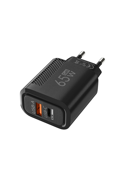 Choice3 EU Plug Black 65W GaN Fast Charging USB Type C Charger US EU Plug PD ...